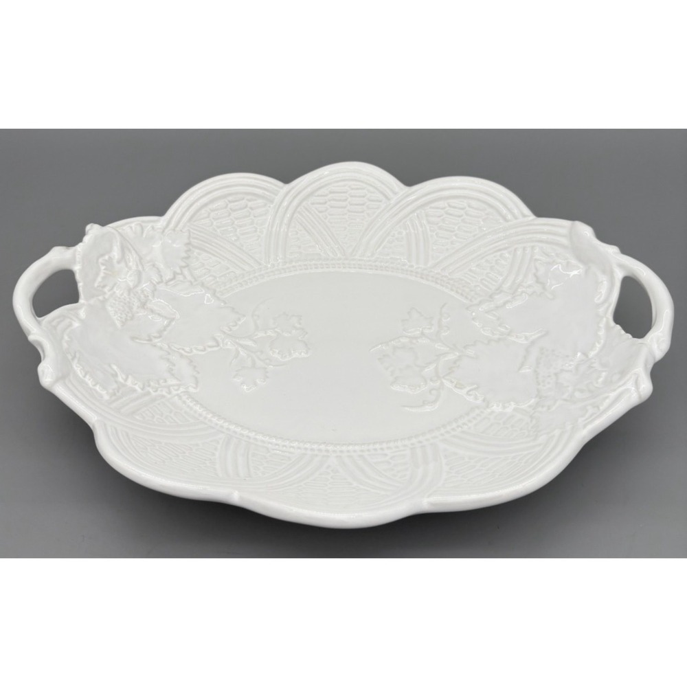 Vintage Italian Ceramic Serving Platter Made in Neuwirth Italy Floral Design‎